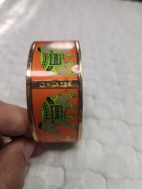 C. Wonder Orange Elephant Enamel Bangle Bracelet